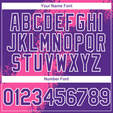 Charger l&#39;image dans la galerie, Custom Purple Pink-White Abstract Brush Stroke 3D Pattern Design Bomber Full-Snap Varsity Letterman Hoodie Jacket
