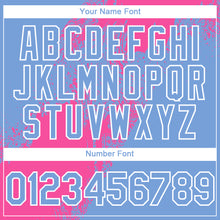 Charger l&#39;image dans la galerie, Custom Light Blue Pink-White Abstract Brush Stroke 3D Pattern Design Bomber Full-Snap Varsity Letterman Hoodie Jacket
