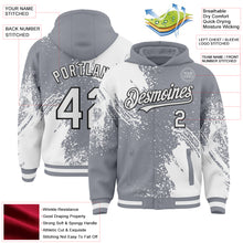 Load image into Gallery viewer, Custom Gray White-Black Abstract Brush Stroke 3D Pattern Design Bomber Full-Snap Varsity Letterman Hoodie Jacket
