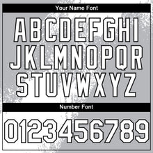 Load image into Gallery viewer, Custom Gray White-Black Abstract Brush Stroke 3D Pattern Design Bomber Full-Snap Varsity Letterman Hoodie Jacket
