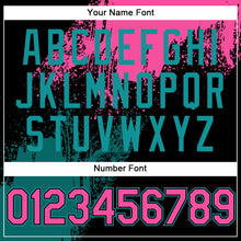 Load image into Gallery viewer, Custom Black Pink-Teal Abstract Brush Stroke 3D Pattern Design Bomber Full-Snap Varsity Letterman Hoodie Jacket
