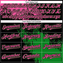 Charger l&#39;image dans la galerie, Custom Black Pink Grass Green-White Abstract Brush Stroke 3D Pattern Design Bomber Full-Snap Varsity Letterman Hoodie Jacket
