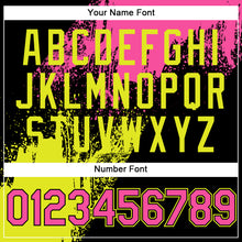 Charger l&#39;image dans la galerie, Custom Black Pink Neon Yellow-White Abstract Brush Stroke 3D Pattern Design Bomber Full-Snap Varsity Letterman Hoodie Jacket
