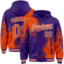 Charger l&#39;image dans la galerie, Custom Purple Orange-White Abstract Brush Stroke 3D Pattern Design Bomber Full-Snap Varsity Letterman Hoodie Jacket
