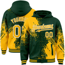 Charger l&#39;image dans la galerie, Custom Green Gold-White Abstract Brush Stroke 3D Pattern Design Bomber Full-Snap Varsity Letterman Hoodie Jacket

