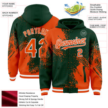 Charger l&#39;image dans la galerie, Custom Green Orange-White Abstract Brush Stroke 3D Pattern Design Bomber Full-Snap Varsity Letterman Hoodie Jacket
