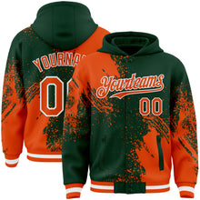 Charger l&#39;image dans la galerie, Custom Green Orange-White Abstract Brush Stroke 3D Pattern Design Bomber Full-Snap Varsity Letterman Hoodie Jacket

