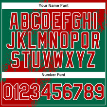 Charger l&#39;image dans la galerie, Custom Kelly Green Red-White Abstract Brush Stroke 3D Pattern Design Bomber Full-Snap Varsity Letterman Hoodie Jacket
