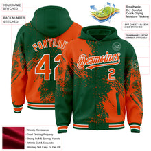 Charger l&#39;image dans la galerie, Custom Kelly Green Orange-White Abstract Brush Stroke 3D Pattern Design Bomber Full-Snap Varsity Letterman Hoodie Jacket
