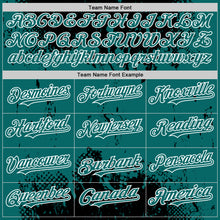 Load image into Gallery viewer, Custom Black Teal-White Splash Art 3D Pattern Design Bomber Full-Snap Varsity Letterman Hoodie Jacket
