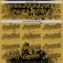 Load image into Gallery viewer, Custom Black Old Gold Splash Art 3D Pattern Design Bomber Full-Snap Varsity Letterman Hoodie Jacket
