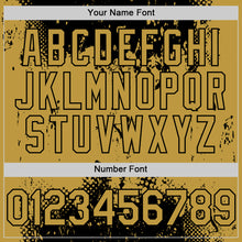 Load image into Gallery viewer, Custom Black Old Gold Splash Art 3D Pattern Design Bomber Full-Snap Varsity Letterman Hoodie Jacket
