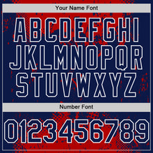 Load image into Gallery viewer, Custom Red Navy-White Splash Art 3D Pattern Design Bomber Full-Snap Varsity Letterman Hoodie Jacket
