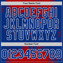 Load image into Gallery viewer, Custom Red Royal-White Splash Art 3D Pattern Design Bomber Full-Snap Varsity Letterman Hoodie Jacket
