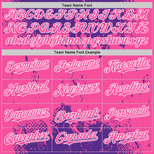 Load image into Gallery viewer, Custom Purple Pink Black-White Splash Art 3D Pattern Design Bomber Full-Snap Varsity Letterman Hoodie Jacket
