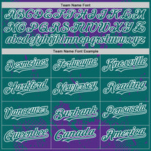 Load image into Gallery viewer, Custom Purple Teal-White Splash Art 3D Pattern Design Bomber Full-Snap Varsity Letterman Hoodie Jacket
