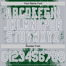 Load image into Gallery viewer, Custom Green Gray-White Splash Art 3D Pattern Design Bomber Full-Snap Varsity Letterman Hoodie Jacket
