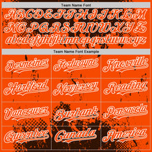 Load image into Gallery viewer, Custom Brown Orange-White Splash Art 3D Pattern Design Bomber Full-Snap Varsity Letterman Hoodie Jacket
