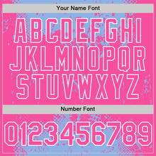 Load image into Gallery viewer, Custom Light Blue Pink-White Splash Art 3D Pattern Design Bomber Full-Snap Varsity Letterman Hoodie Jacket
