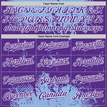 Load image into Gallery viewer, Custom Light Blue Purple-White Splash Art 3D Pattern Design Bomber Full-Snap Varsity Letterman Hoodie Jacket
