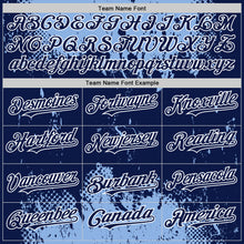 Load image into Gallery viewer, Custom Light Blue Navy-White Splash Art 3D Pattern Design Bomber Full-Snap Varsity Letterman Hoodie Jacket
