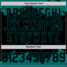 Load image into Gallery viewer, Custom Black Teal Splash Art 3D Pattern Design Bomber Full-Snap Varsity Letterman Hoodie Jacket
