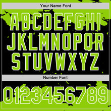 Load image into Gallery viewer, Custom Black Neon Green-White Splash Art 3D Pattern Design Bomber Full-Snap Varsity Letterman Hoodie Jacket
