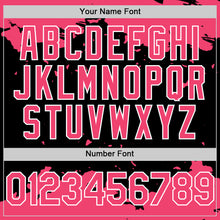 Load image into Gallery viewer, Custom Black Neon Pink-White Splash Art 3D Pattern Design Bomber Full-Snap Varsity Letterman Hoodie Jacket
