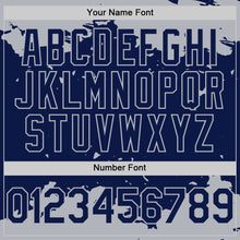 Load image into Gallery viewer, Custom Navy Gray-White Splash Art 3D Pattern Design Bomber Full-Snap Varsity Letterman Hoodie Jacket
