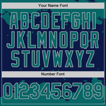 Load image into Gallery viewer, Custom Navy Teal-Gray Splash Art 3D Pattern Design Bomber Full-Snap Varsity Letterman Hoodie Jacket
