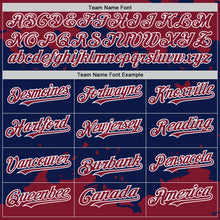 Load image into Gallery viewer, Custom Navy Crimson-White Splash Art 3D Pattern Design Bomber Full-Snap Varsity Letterman Hoodie Jacket
