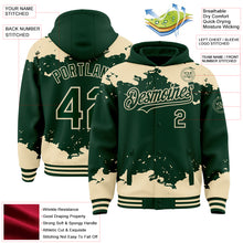 Load image into Gallery viewer, Custom Green Cream Splash Art 3D Pattern Design Bomber Full-Snap Varsity Letterman Hoodie Jacket
