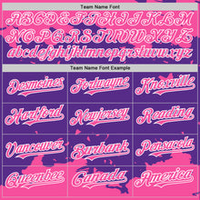 Load image into Gallery viewer, Custom Purple Pink-White Splash Art 3D Pattern Design Bomber Full-Snap Varsity Letterman Hoodie Jacket
