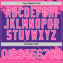 Load image into Gallery viewer, Custom Purple Pink-White Splash Art 3D Pattern Design Bomber Full-Snap Varsity Letterman Hoodie Jacket
