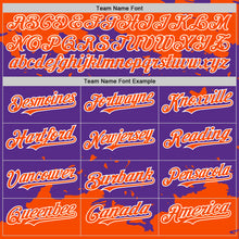 Load image into Gallery viewer, Custom Purple Orange-White Splash Art 3D Pattern Design Bomber Full-Snap Varsity Letterman Hoodie Jacket
