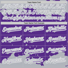Load image into Gallery viewer, Custom Purple Gray-White Splash Art 3D Pattern Design Bomber Full-Snap Varsity Letterman Hoodie Jacket
