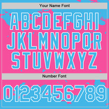 Load image into Gallery viewer, Custom Pink Sky Blue-White Splash Art 3D Pattern Design Bomber Full-Snap Varsity Letterman Hoodie Jacket
