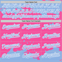 Load image into Gallery viewer, Custom Pink Light Blue-White Splash Art 3D Pattern Design Bomber Full-Snap Varsity Letterman Hoodie Jacket
