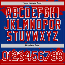 Load image into Gallery viewer, Custom Royal Red-White Splash Art 3D Pattern Design Bomber Full-Snap Varsity Letterman Hoodie Jacket
