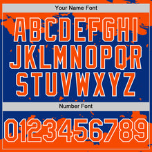 Load image into Gallery viewer, Custom Royal Orange-White Splash Art 3D Pattern Design Bomber Full-Snap Varsity Letterman Hoodie Jacket
