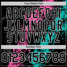 Load image into Gallery viewer, Custom Black Pink Aqua-White Splash Art 3D Pattern Design Bomber Full-Snap Varsity Letterman Hoodie Jacket
