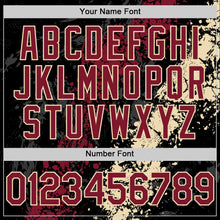 Load image into Gallery viewer, Custom Black Crimson-Cream Splash Art 3D Pattern Design Bomber Full-Snap Varsity Letterman Hoodie Jacket
