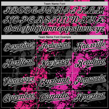 Load image into Gallery viewer, Custom Black Hot Pink Deep Pink-White Splash Art 3D Pattern Design Bomber Full-Snap Varsity Letterman Hoodie Jacket
