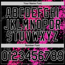 Load image into Gallery viewer, Custom Black Hot Pink Deep Pink-White Splash Art 3D Pattern Design Bomber Full-Snap Varsity Letterman Hoodie Jacket
