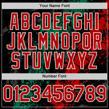 Load image into Gallery viewer, Custom Black Red Kelly Green-White Splash Art 3D Pattern Design Bomber Full-Snap Varsity Letterman Hoodie Jacket
