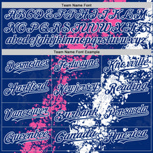 Load image into Gallery viewer, Custom Royal Pink-White Splash Art 3D Pattern Design Bomber Full-Snap Varsity Letterman Hoodie Jacket
