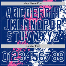 Load image into Gallery viewer, Custom Royal Pink-White Splash Art 3D Pattern Design Bomber Full-Snap Varsity Letterman Hoodie Jacket
