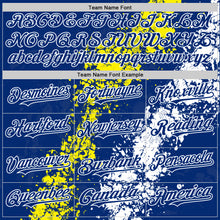 Load image into Gallery viewer, Custom Royal Light Yellow-White Splash Art 3D Pattern Design Bomber Full-Snap Varsity Letterman Hoodie Jacket
