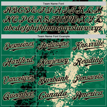 Load image into Gallery viewer, Custom Kelly Green Black-Cream Splash Art 3D Pattern Design Bomber Full-Snap Varsity Letterman Hoodie Jacket
