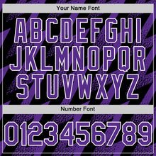 Load image into Gallery viewer, Custom Black Purple-White Zigzag Shape 3D Pattern Design Bomber Full-Snap Varsity Letterman Hoodie Jacket
